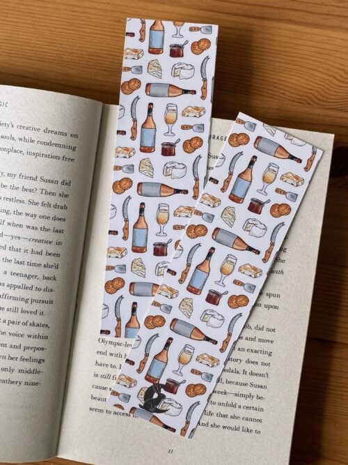 Watercolour paintings cheese and cider bookmark